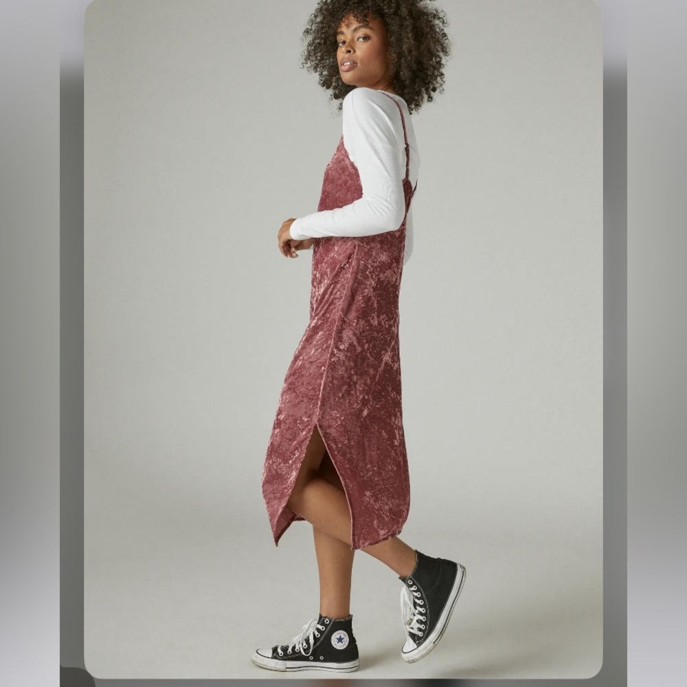 Pink Crushed Velvet Slip Dress by Lucky Brand